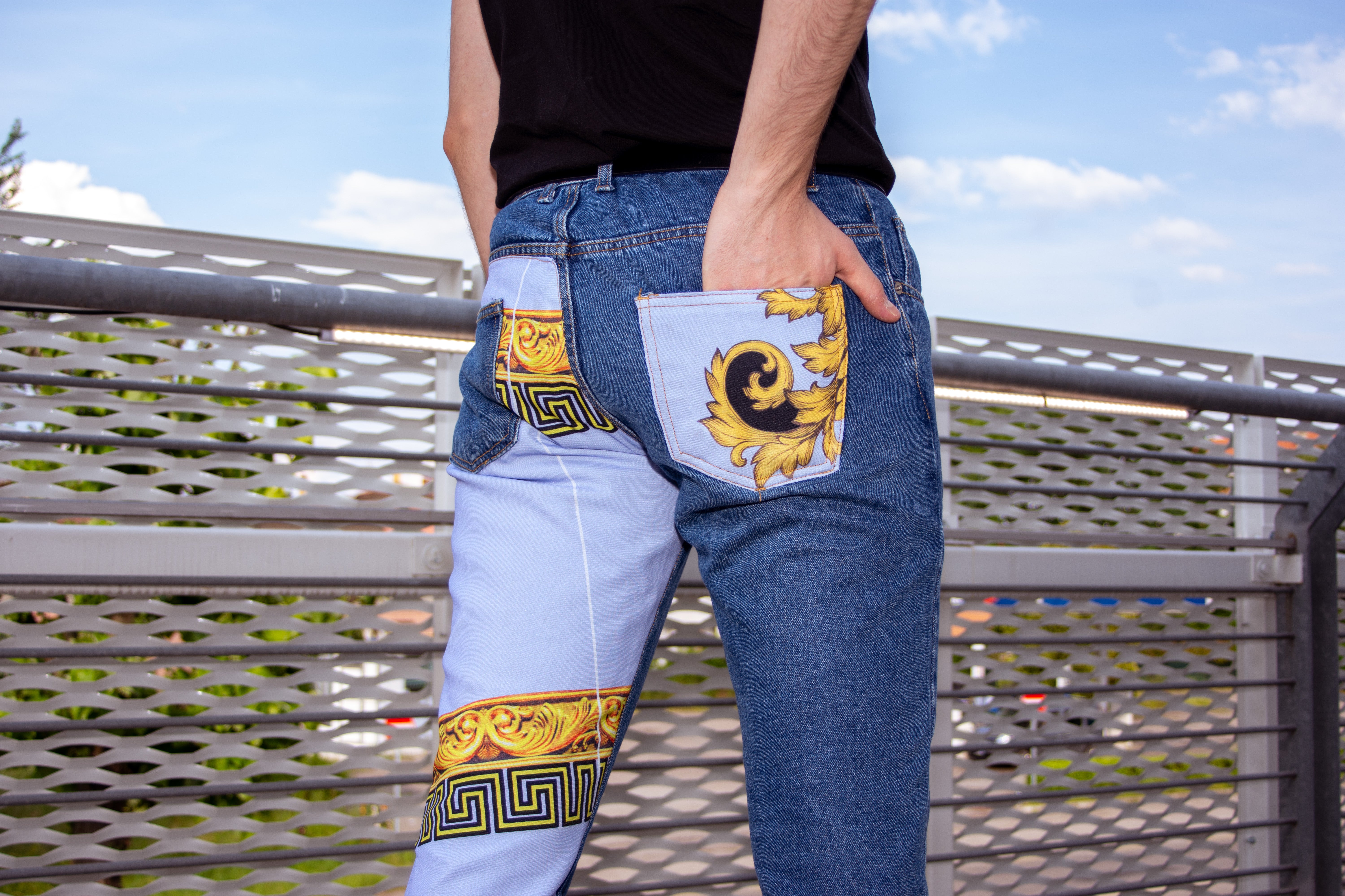JEANS UOMO STAMPA BAROCCO SCURI Made in Italy